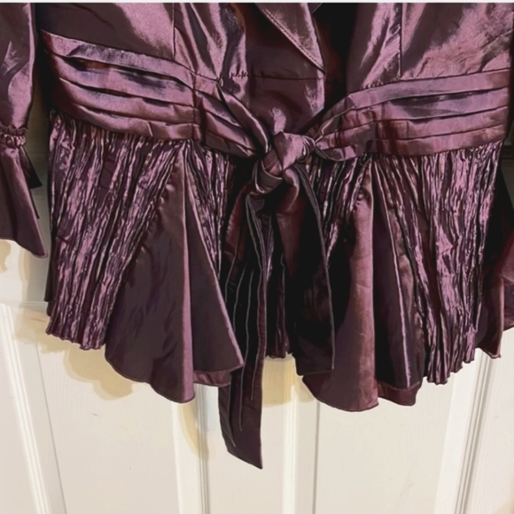Satin Ruffled Blazer Jacket Blouse RICH - Picture 5 of 10